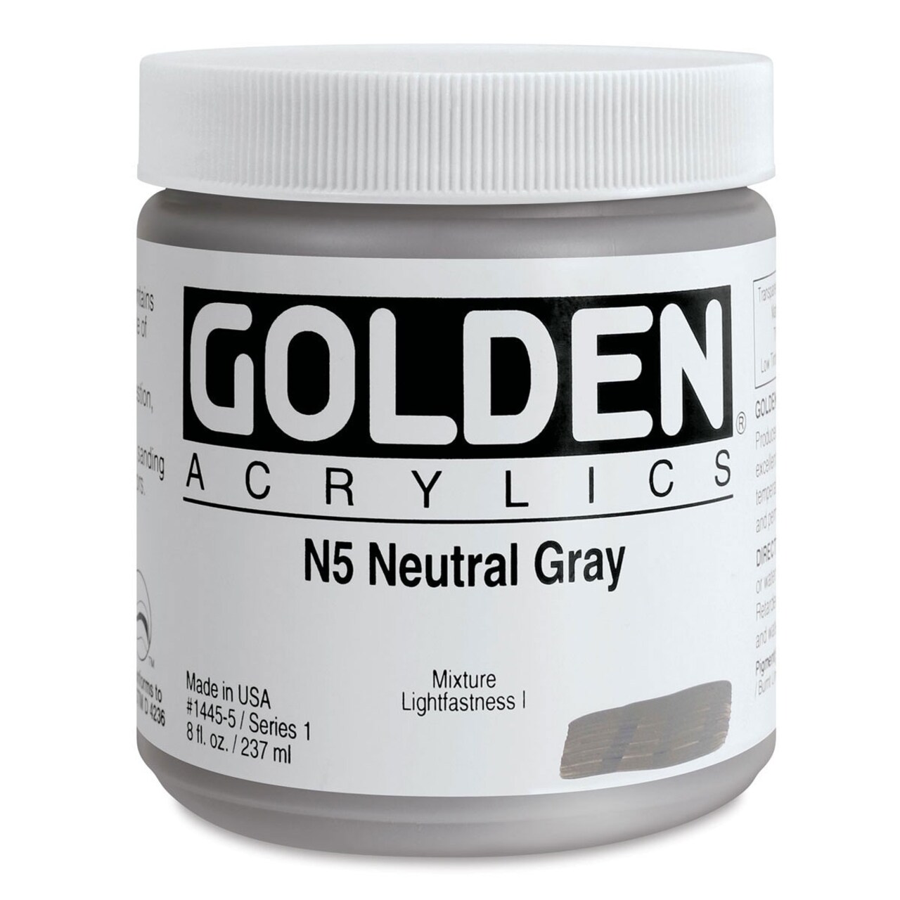 Golden Heavy Body Artist Acrylics - Neutral Gray N5, 8 oz Jar